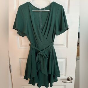 Green Wrap-Style Women’s Dress
